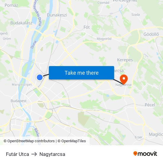 Futár Utca to Nagytarcsa map