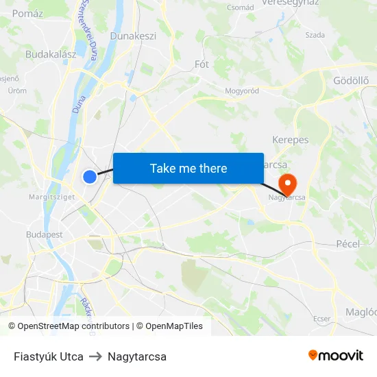Fiastyúk Utca to Nagytarcsa map