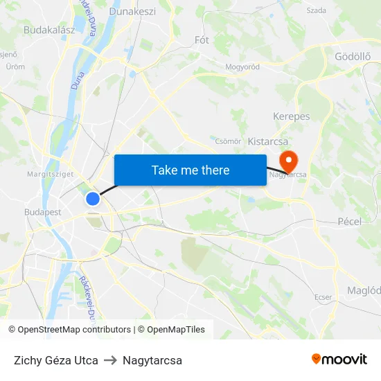 Zichy Géza Utca to Nagytarcsa map