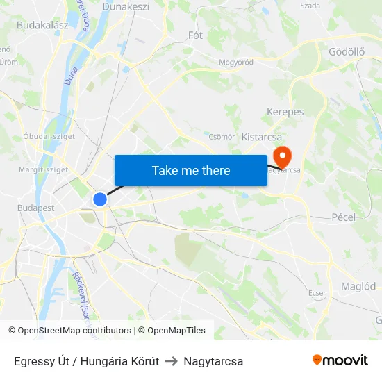 Egressy Út / Hungária Körút to Nagytarcsa map