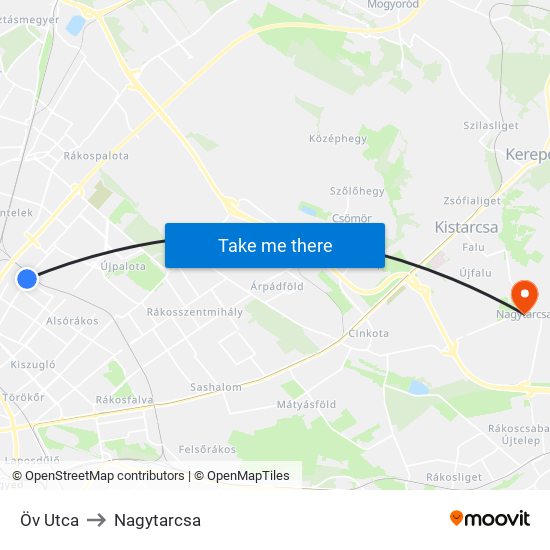 Öv Utca to Nagytarcsa map