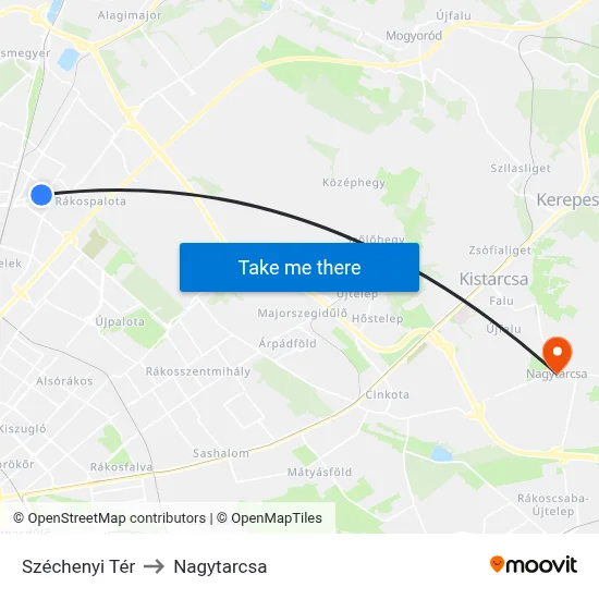 Széchenyi Tér to Nagytarcsa map