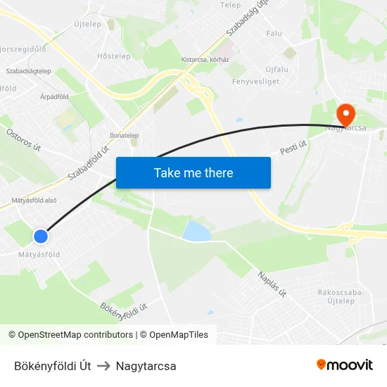 Bökényföldi Út to Nagytarcsa map