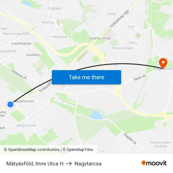 Mátyásföld, Imre Utca H to Nagytarcsa map