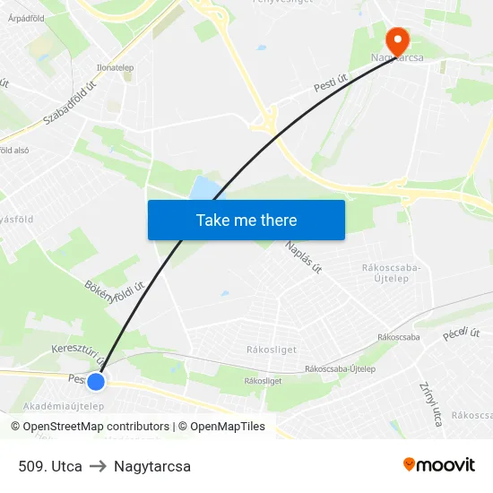 509. Utca to Nagytarcsa map