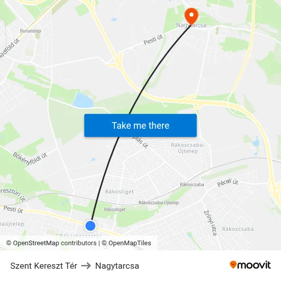 Szent Kereszt Tér to Nagytarcsa map