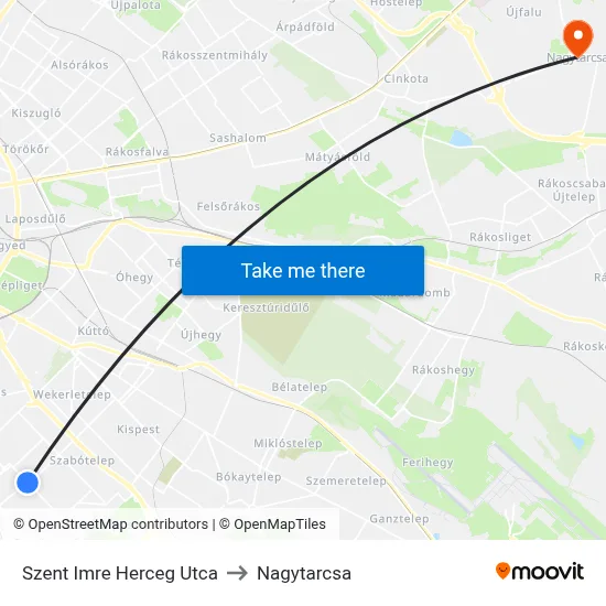 Szent Imre Herceg Utca to Nagytarcsa map
