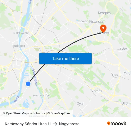 Karácsony Sándor Utca H to Nagytarcsa map