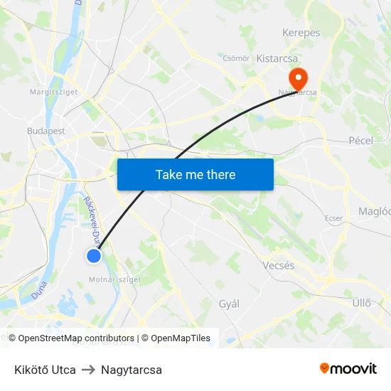Kikötő Utca to Nagytarcsa map