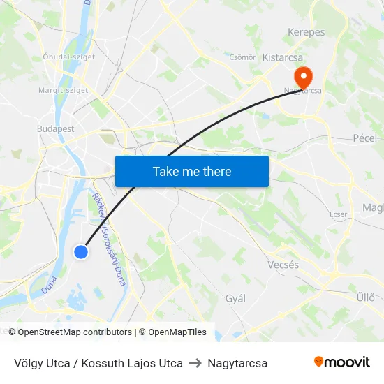 Völgy Utca / Kossuth Lajos Utca to Nagytarcsa map