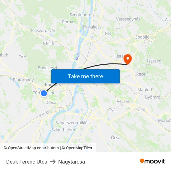 Deák Ferenc Utca to Nagytarcsa map