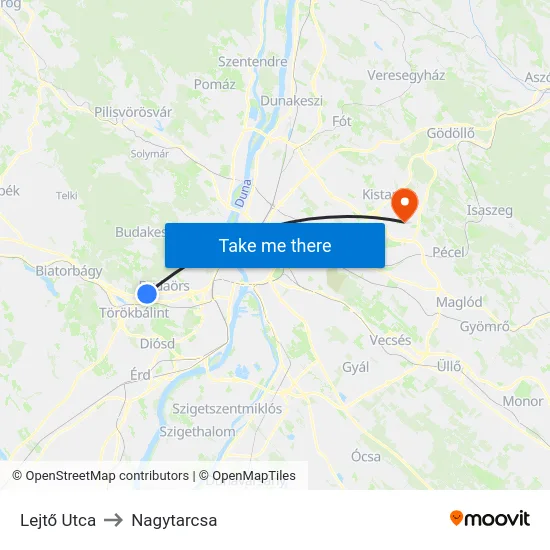 Lejtő Utca to Nagytarcsa map