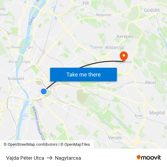 Vajda Péter Utca to Nagytarcsa map