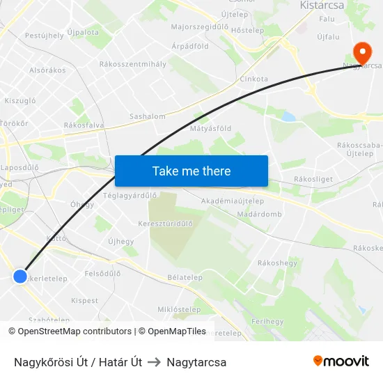Nagykőrösi Út / Határ Út to Nagytarcsa map