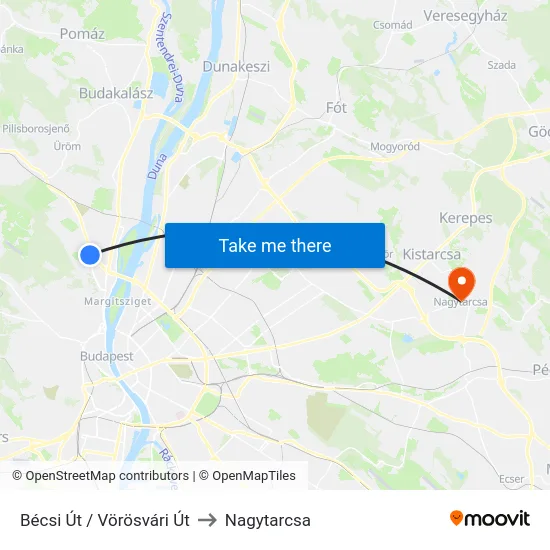 Bécsi Út / Vörösvári Út to Nagytarcsa map