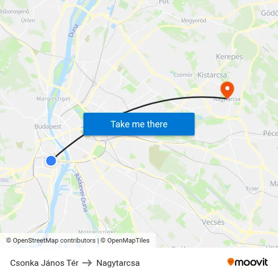 Csonka János Tér to Nagytarcsa map
