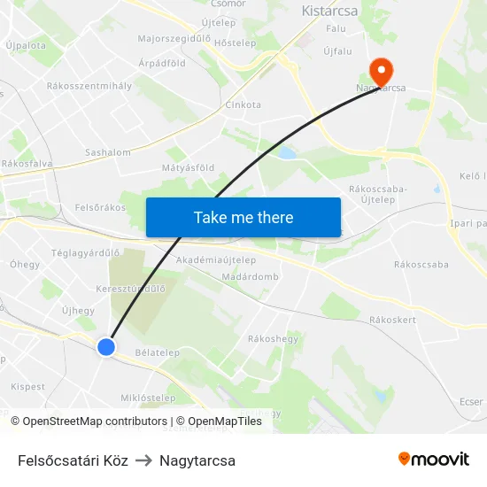 Felsőcsatári Köz to Nagytarcsa map