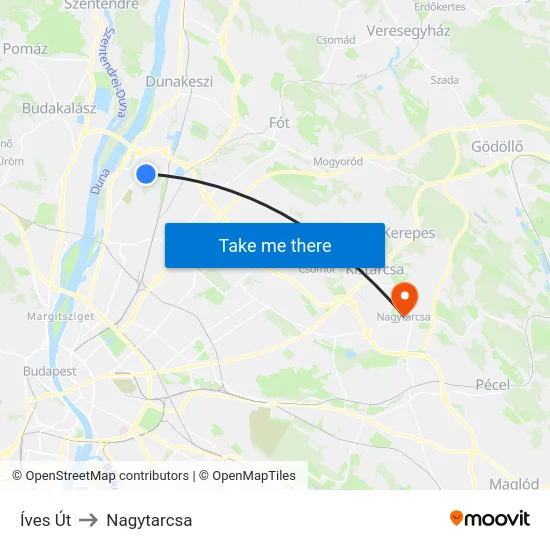 Íves Út to Nagytarcsa map