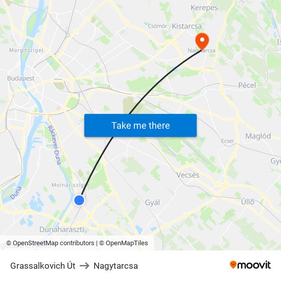 Grassalkovich Út to Nagytarcsa map