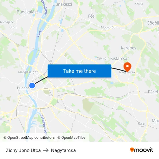 Zichy Jenő Utca to Nagytarcsa map