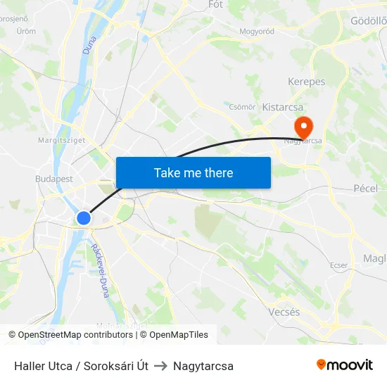 Haller Utca / Soroksári Út to Nagytarcsa map