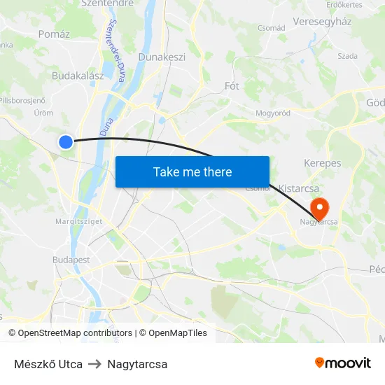 Mészkő Utca to Nagytarcsa map