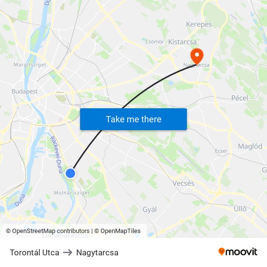 Torontál Utca to Nagytarcsa map