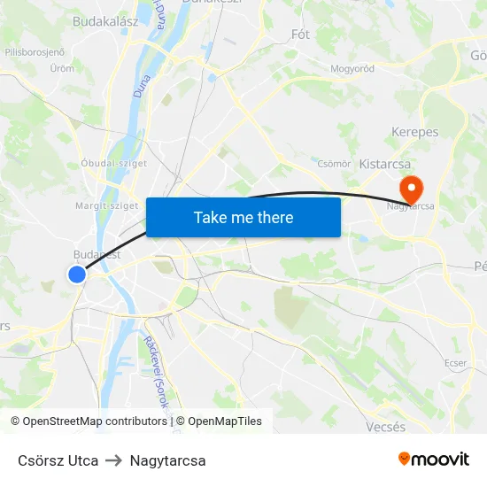 Csörsz Utca to Nagytarcsa map