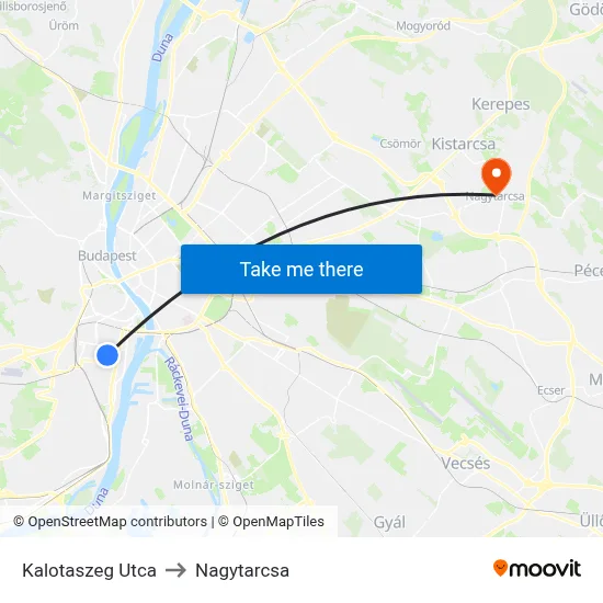 Kalotaszeg Utca to Nagytarcsa map