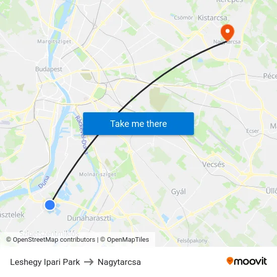 Leshegy Ipari Park to Nagytarcsa map