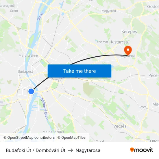 Budafoki Út / Dombóvári Út to Nagytarcsa map