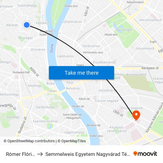 Rómer Flóris Utca to Semmelweis Egyetem Nagyvárad Téri Elméleti Tömb map