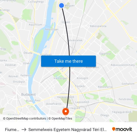 Fiumei Út to Semmelweis Egyetem Nagyvárad Téri Elméleti Tömb map