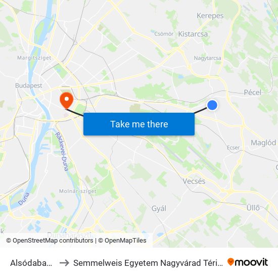 Alsódabas Utca to Semmelweis Egyetem Nagyvárad Téri Elméleti Tömb map