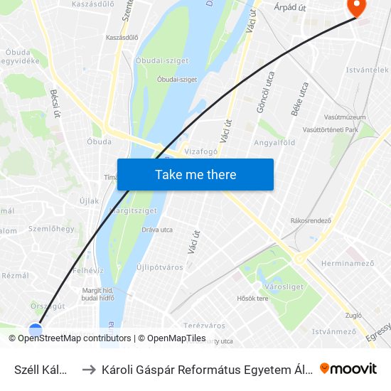 Széll Kálmán Tér M to Károli Gáspár Református Egyetem Állam- És Jogtudományi Kar map