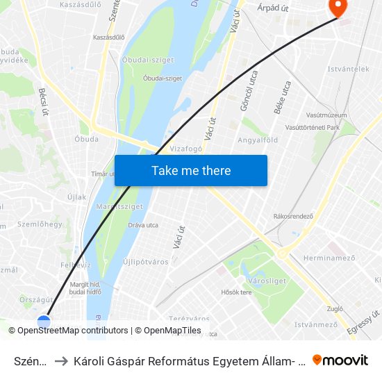 Széna Tér to Károli Gáspár Református Egyetem Állam- És Jogtudományi Kar map