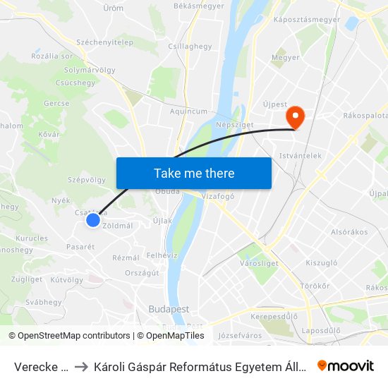 Verecke Lépcső to Károli Gáspár Református Egyetem Állam- És Jogtudományi Kar map