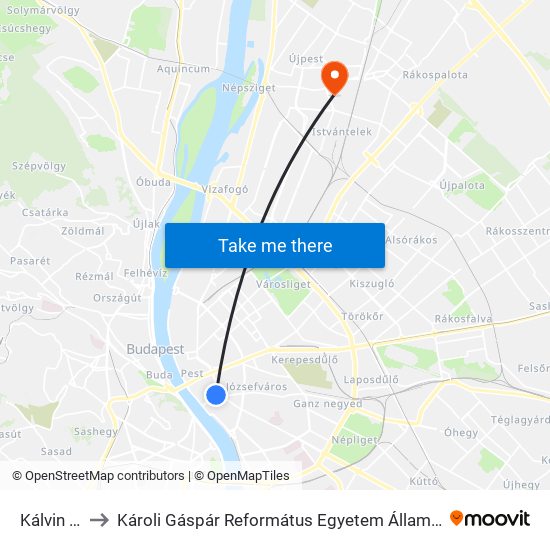 Kálvin Tér M to Károli Gáspár Református Egyetem Állam- És Jogtudományi Kar map