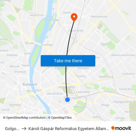 Golgota Tér to Károli Gáspár Református Egyetem Állam- És Jogtudományi Kar map