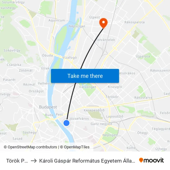 Török Pál Utca to Károli Gáspár Református Egyetem Állam- És Jogtudományi Kar map