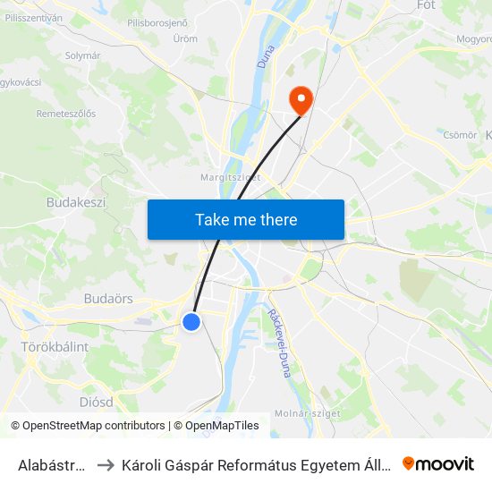 Alabástrom Utca to Károli Gáspár Református Egyetem Állam- És Jogtudományi Kar map