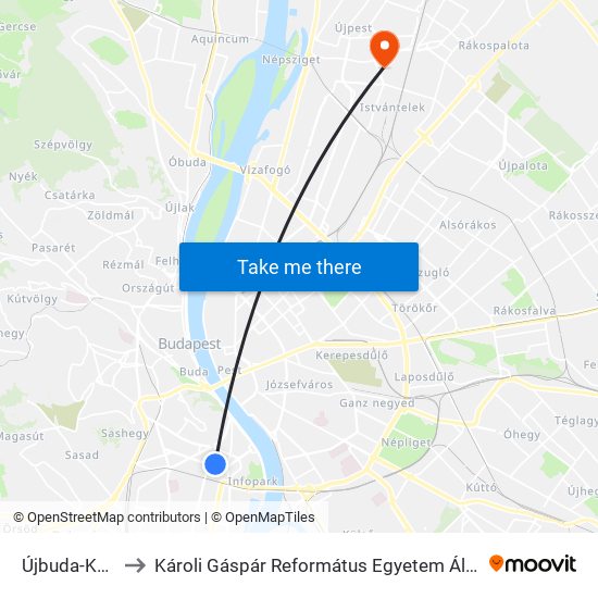 Újbuda-Központ M to Károli Gáspár Református Egyetem Állam- És Jogtudományi Kar map