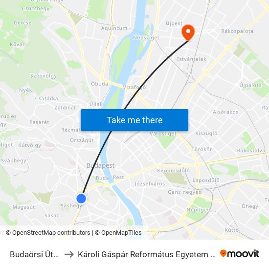 Budaörsi Út / Villányi Út to Károli Gáspár Református Egyetem Állam- És Jogtudományi Kar map