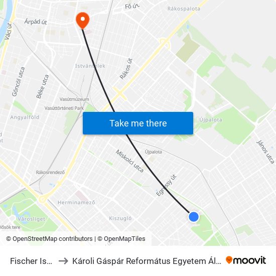 Fischer István Utca to Károli Gáspár Református Egyetem Állam- És Jogtudományi Kar map