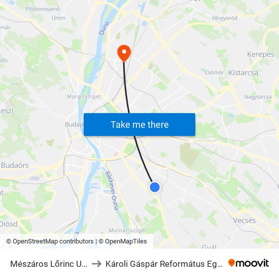 Mészáros Lőrinc Utca / Vas Gereben Utca to Károli Gáspár Református Egyetem Állam- És Jogtudományi Kar map