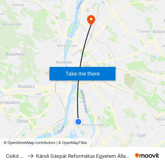 Csikó Sétány to Károli Gáspár Református Egyetem Állam- És Jogtudományi Kar map