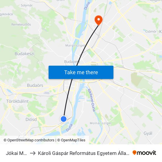 Jókai Mór Utca to Károli Gáspár Református Egyetem Állam- És Jogtudományi Kar map