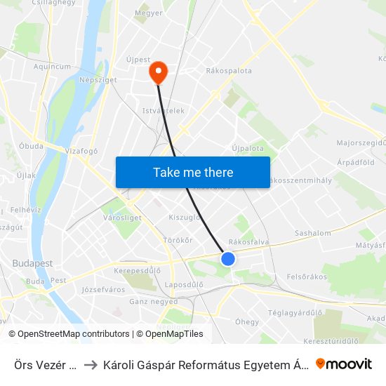 Örs Vezér Tere M+H to Károli Gáspár Református Egyetem Állam- És Jogtudományi Kar map