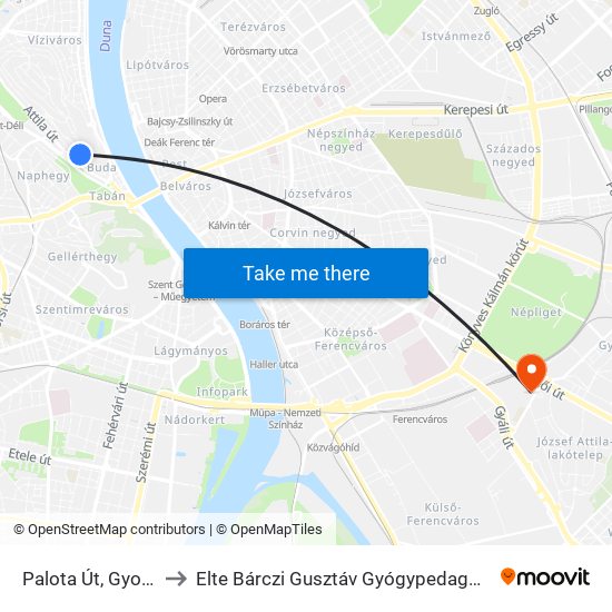 Palota Út, Gyorslift to Elte Bárczi Gusztáv Gyógypedagógiai Kar map