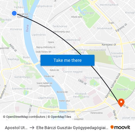 Apostol Utca to Elte Bárczi Gusztáv Gyógypedagógiai Kar map